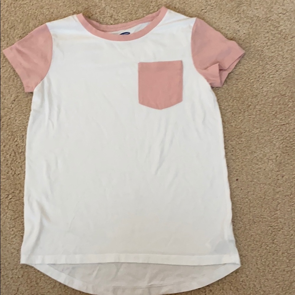 White Old navy Tee with Pink Pocket